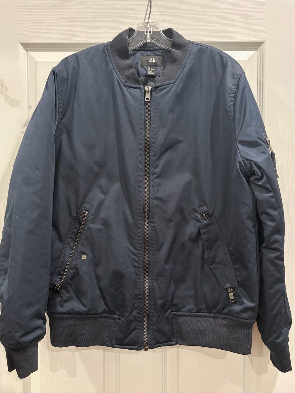 H&M Men's Dark Navy Blue Bomber Jacket